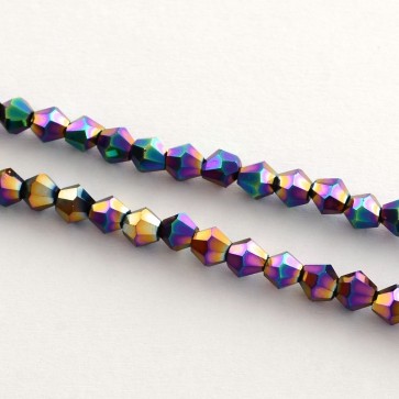steklene perle - bikoni 4x4,5 mm, multicolor b., 1 niz - cca 96 kos