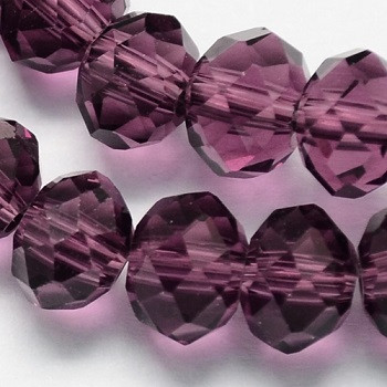steklene perle nepravilno okrogle, 10x7 mm, vijola, 1 niz - cca 72 kos