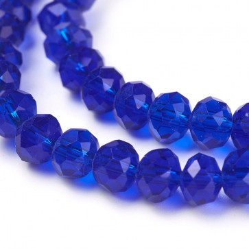 steklene perle, nepravilno okrogle, t. modra, 6x4 mm, 1 niz, - cca 95 kos