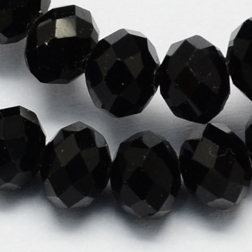 steklene perle, nepravilno okrogle, črna, 8x6 mm, 1 niz, - cca 68-70 kos