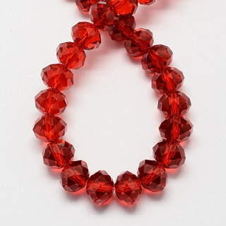 steklene perle nepravilno okrogle, 10x7 mm, rdeče, 1 niz - cca 72 kos