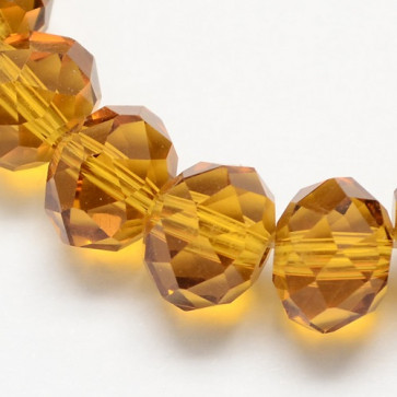 steklene perle nepravilno okrogle, 10x7 mm, goldenrod, 1 niz - cca 72 kos