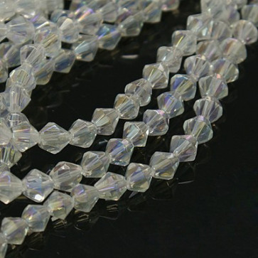steklene perle - bikoni 4 mm, clear b., 1 niz - cca 82 kos