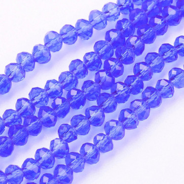 steklene perle, nepravilno okrogle, srednje modra, 4x3 mm, 1 niz, - cca 140-145 kos