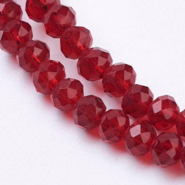 steklene perle, nepravilno okrogle, t. rdeča, 4x3 mm, 1 niz, - cca 140-145 kos