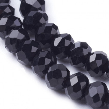 steklene perle, nepravilno okrogle, črna, 4x3 mm, 1 niz, - cca 140-145 kos