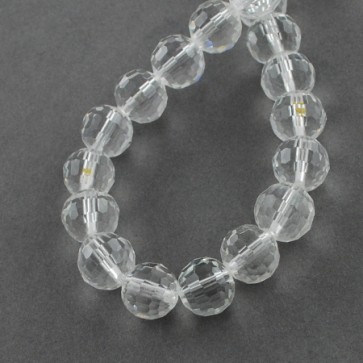 steklene perle - nepravilno okrogle 12 mm, prozorne, 1 niz (cca 50 kos)