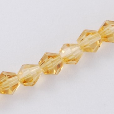 steklene perle - bikoni 3x3 mm, luknja 0,5mm, GOLD b., 1 niz - cca 130 kos