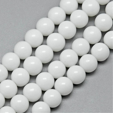 steklene perle 10 mm, bele, 1 niz - cca 33 kos