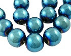 steklene perle svetleče, 4 mm, modre, 1 niz - 32 cm