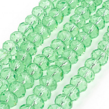 steklene perle, nepravilno okrogle, PaleGreen, 8x6 mm, 1 niz, - cca 68-70 kos