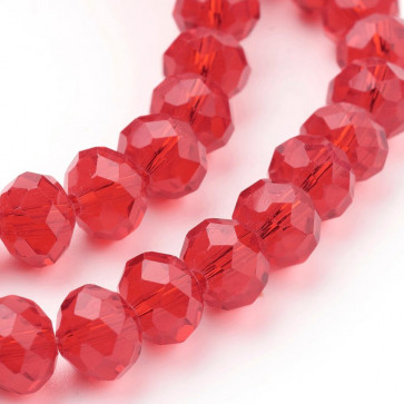 steklene perle, nepravilno okrogle, rdeča, 8x6 mm, 1 niz, - cca 68-70 kos