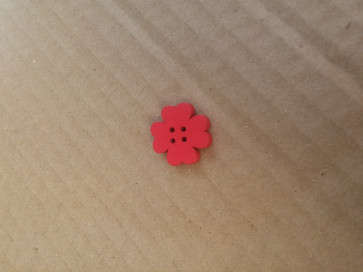 gumbi leseni - roža 20x20 mm, rdeči, 1 kos