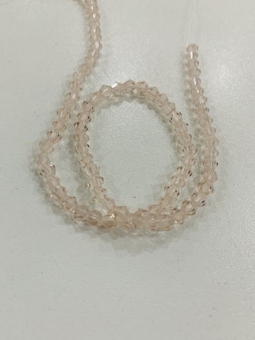 steklene perle - bikoni 4 mm, sv.roza b., 1 niz - cca 82 kos