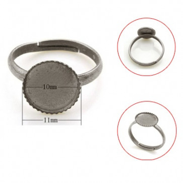 osnova za prstan za kapljico 10 mm, premer nastavljivega obročka: 14 mm, OTROŠKI, platinaste b., 1 kos