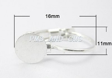 osnova za uhane 16x11 mm, srebrne b., brez niklja, velikost ploščice: 6 mm, 1 kos