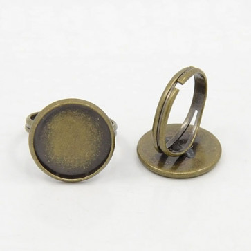 osnova za prstan za kapljico 16 mm, premer nastavljivega obročka: 17 mm, antik, 1 kos