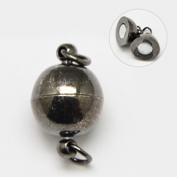 zaključni element 14x8 mm, magnet, črne b. (Gunmetal), brez niklja, velikost luknje: 2 mm, 1 kos