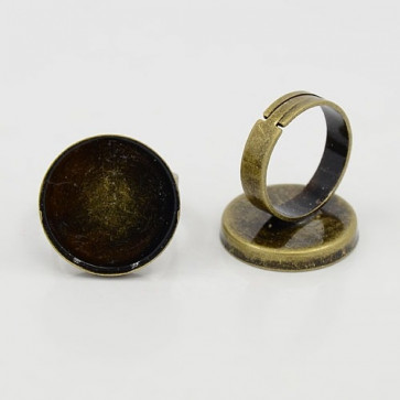 osnova za prstan za kapljico 20 mm, premer nastavljivega obročka: 17 mm, antik, 1 kos