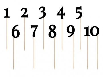 oznake miz, 24-26 cm, črne barve, 1 komplet (11 kosov)