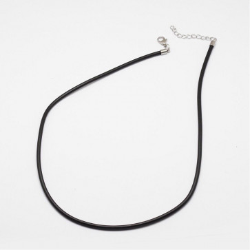 osnova za ogrlico, usnjena, črna, 45 cm, 1 kos