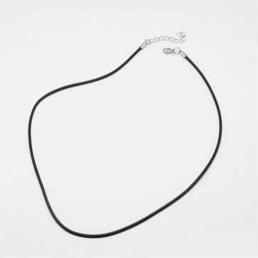 osnova za ogrlico - usnjena, debelina vrvice: 4 mm, črne barve, zaključek: nerjaveče jeklo, 1 kos