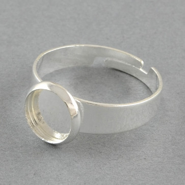 osnova za prstan za kapljico 8 mm, premer nastavljivega obročka: 18 mm, srebrne barve, 1 kos