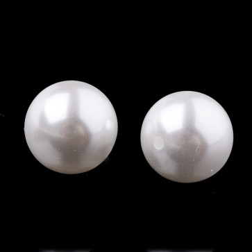 plastične perle - imitacija biserov - z luknjo iz ene strani (luknja je izvrtana do polovice), velikost: Ø10 mm, velikost luknje: 1.6 mm, barva: pearl white, 100 kos