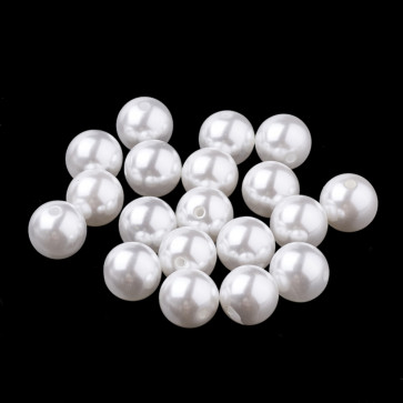 plastične perle - imitacija biserov - z luknjo iz ene strani (luknja je izvrtana do polovice), velikost: Ø6 mm, velikost luknje: 1.2 mm, barva: pearl white, 100 kos
