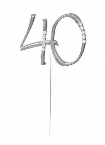 kovinski napis za torto 40 "topper", srebre b., 4,5x6,5 cm, 1 kos