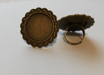osnova za prstan za kapljico 25 mm, premer nastavljivega obročka: 17 mm, antik, brez niklja, 1 kos