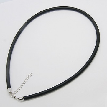 osnova za ogrlico - svilena, 45 cm, črne b., debelina: 5 mm, 1 kos