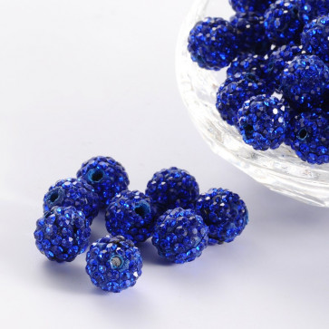 fimo perle s kristali sapphire, 10 mm, velikost luknje: 1.5 mm, 1 kos