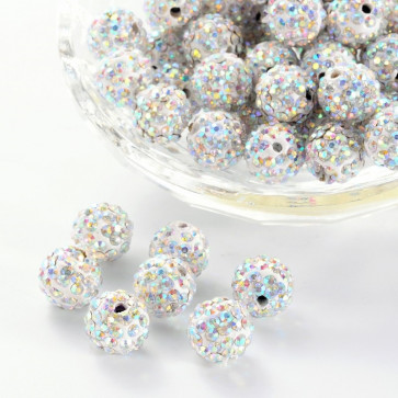 fimo perle s kristali Crystal AB, 10 mm, velikost luknje: 1.5 mm, 1 kos