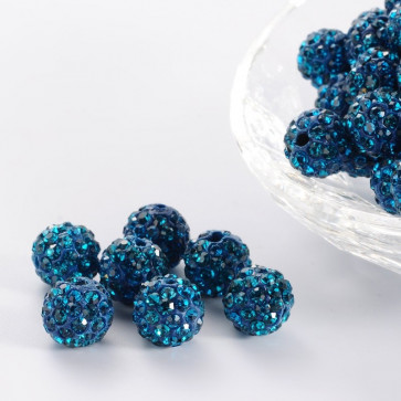 fimo perle s kristali Blue Zircon, 10 mm, velikost luknje: 1.5 mm, 1 kos