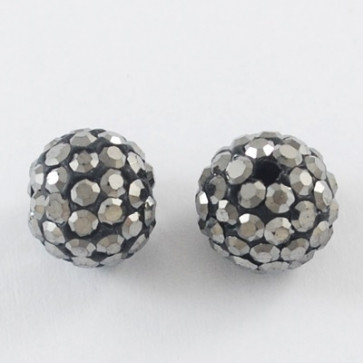 fimo perle s kristali Hematite, 10 mm, velikost luknje: 1.5 mm, 1 kos
