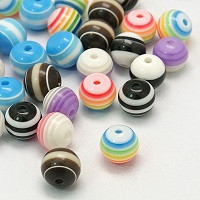 plastične perle - okrogle 8 mm, pisane, mix 10 kos