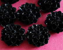 roža - umetna masa, 15x8 mm, črna, 1 kos