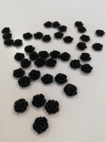 roža - umetna masa, 10 x 5 mm, črna, 1 kos