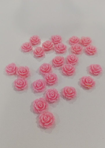 roža - umetna masa, 10 x 5 mm, roza, 1 kos
