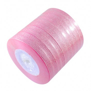 satenast trak, Pink - bleščeč, širina: 6 mm, dolžina: 22 m
