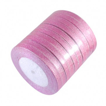satenast trak, Deep Pink - bleščeč, širina: 6 mm, dolžina: 22 m