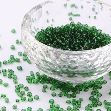 steklene perle 2 mm, zelene barve - prosojne, 20 g