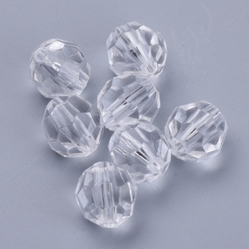 akrilne perle 6x5.5 mm, nepravilno okrogle, velikost luknje: 1.3 mm, prozorne, 50 g
