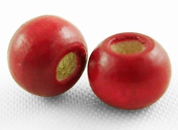 lesene perle okrogle 7x6 mm, rdeče , velikost luknje: 1.5 mm, 50g