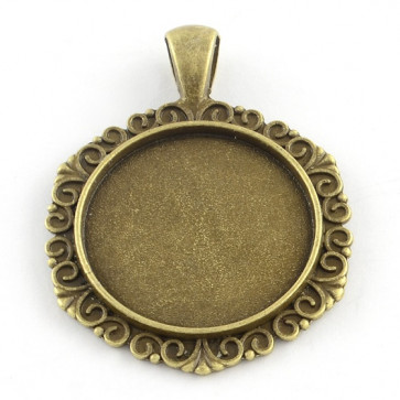 osnova za obesek - medaljon 44x33.5x2.5mm, antik, brez niklja, velikost kapljice: 25 mm, 1 kos