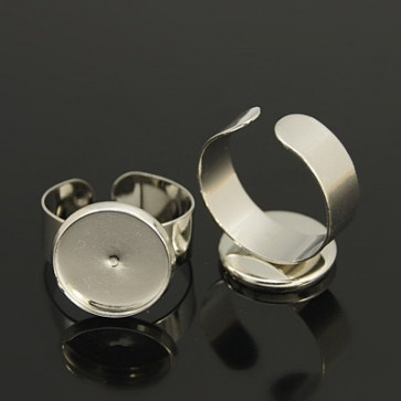 osnova za prstan za kapljico 14 mm, premer nastavljivega obročka: 18 mm, platinaste b., 1 kos 