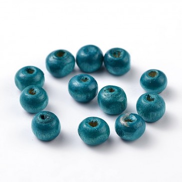 lesene perle okrogle 7x6 mm, turkizne , velikost luknje: 1.5 mm, 50g