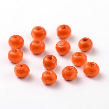 lesene perle okrogle 7x6 mm, oranžne , velikost luknje: 1.5 mm, 50g