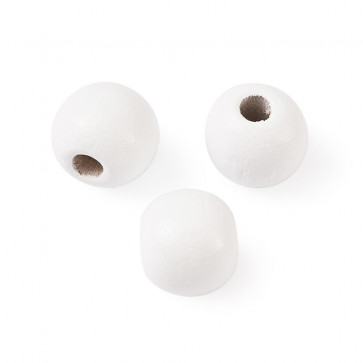 lesene perle, okrogle, bela, 12x11 mm, luknja 4 mm, cca 100 kos